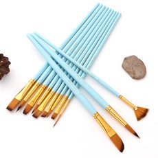 HB브러쉬 프리미엄 수채화 아크릴 다용도 12종 브러쉬 붓 세트, 1개, 스카이블루(SKYBLUE)