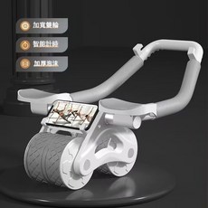 自動回彈健腹輪 平板支撐二合一, 珍珠白,健腹輪計時款-手機支架/自動回彈/送跪墊
