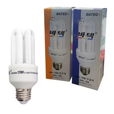 바텍 안정기 내장형 삼파장전구 15W E26 다마 삼파장램프, 주광색, 1개