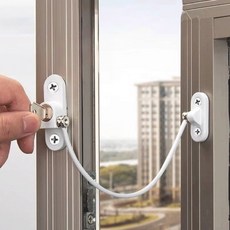 여닫이 창문 설치용 방범 걸쇠 잠금장치 윈도우락 안전고리, 고급형 화이트, 1개