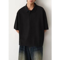 MUSINSA STANDARD 오버사이즈 크롭 피케 폴로 셔츠 [블랙]MMETP6Z40-BK