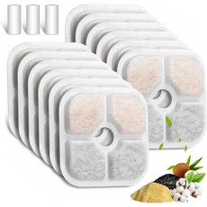 Mukkela 급수기 고양이 부품 강아지 필터 소형 음수 분수 분수와 호환되는 12팩 애완동물 교체용 3단계 작용 탄 3개 호스, 12-Pack