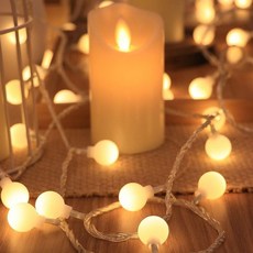 磨砂小圓球燈串，電池/USB/插電三用，彩色LED銅線燈，聖誕節慶裝飾燈, A9插電款，暖白，10米100燈, 1個