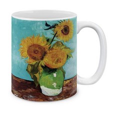 MUGBREW Classic Art The Starry Night Over The Rhone 빈센트 반 고흐 세라믹 커피 머그 티 컵 325ml(11온스), 반 고흐의 해바라기 블루