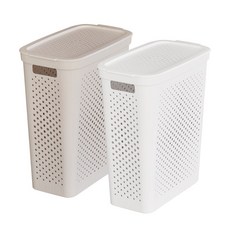 올유리빙 롱슬림 빨래바구니 60L, 화이트