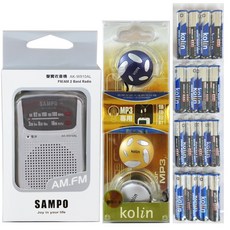 (台灣現貨) SAMPO 聲寶AM/FM收音機 AK-W910AL 防災必備/ SY-5202B 白色收音機+歌林耳掛耳機+4號16入電池, 銀色, AK-W910AL收音機+4號16入電池+耳掛耳機
