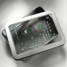 클로버 투명 창 사각 틴케이스 빈티지 다꾸 보관함 포카 포토카드 보관 미니 틴박스 틴캔, 1개