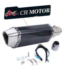 CH MOTOR 슬립온 38-51mm 범용 오토바이 배기구 파라 모토스 스테인리스 스틸 ATV 스트리트, 03 Type D with CH logo