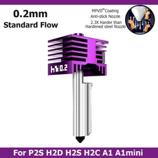 밤부랩 H2D MPVD 핫엔드 경화강 0.20.40.60.8mm A1 A1mini용 부품용, 09 0.2MM