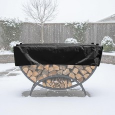 곡선형 장작 랙 커버 - 하프 라운드 통나무 홀더 커버 방수 및 자외선 차단 210D 튼튼한 옥스포드 원단 방진 우드 파일 쉘터 149.9cm(59인치) (블랙), 08 J, 01 CHINA