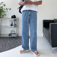 男士夏季牛仔褲男士亞麻牛仔寬褲大碼