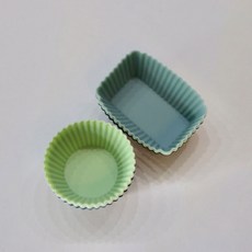 베이킹틀 실리콘 머핀컵 다기능 24PCs 미니, F. 원형+직사각형 4색 8개, 8개