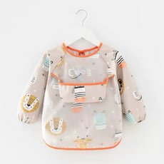 長袖防水圍兜 畫畫防髒圍兜, 1個, 獅子,90碼