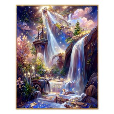 코지하루 DIY 명화그리기 물감 2세트 유화 그림 그리기 아크릴화 40x50, 별이 빛나는 폭포A (Y031), 1개