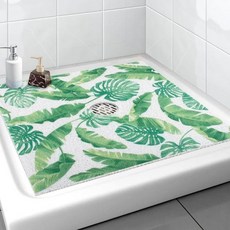 정사각형 샤워 매트 Yonala 61 x 61cm(24 x 24인치) 세련된 미끄럼 방지 샤워 매트 중앙 배수 구멍이 있는 내부 샤워용 부드럽고 다듬을 수 있는 PVC 수, 바다 불가사리