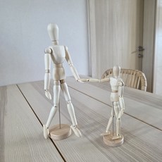 나무 구체관절 인체 목각인형 오브제 대 중, 2개