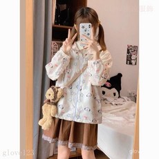 臺灣出貨 Glove 日係亞文化可愛小狗印花防曬衣女夏寬鬆學院風透氣防紫外綫防曬服 外套女 防曬服 防曬外套