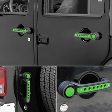 E-cowlboy 지프 랭글러 JK JKU 사하라 루비콘 언리미티드 2007-2018용 손잡이 인서트 커버+푸시 버튼 커버 트림 외부 도어 핸들 장식 액세서리 알루미늄 (그린), E-cowlboy 지프 랭글러 JK JKU 사하라 루비