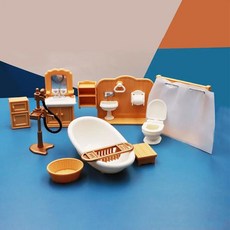 미니 하우스 욕실 소품 정교한 장인정신으로 제작된 매끄러운 가장자리 화장실 미니어처 가구, 1개, 기본