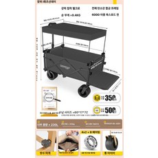 누마 유아웨건 접이식 쌍둥이 아기웨건 키즈 나들이 다용도카트 캠핑 어린이용 휴대용 피크닉 카트, 블랙 토야 후면 개방형