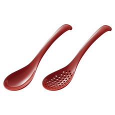 AKEBONO 曙產業 湯匙濾匙組 S, 1組, 湯匙 + 有孔濾匙, 紅色