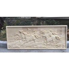 橡膠木 八駿圖 雕刻裝飾品, 如圖所示, 1個