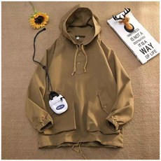 大碼休閒純色開衫衛衣，男士春秋寬鬆連帽外套，百搭潮流夾克