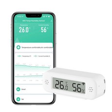 WiFi 온도계 습도계: 스마트 온도 습도 센서 앱 알림 및 무료 데이터 저장 내보내기 기능이 있는 실내 모니터 침실용 디지털 원격 모니터1팩, 1-Pack