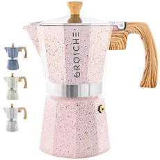 GROSCHE Milano 스토브탑 에스프레소 메이커 모카포트 쿠바 커피 모카 이탈리아 그레카 브루어 퍼컬레이터 | 컵 3개 턱시도 227963, 핑크