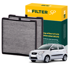 하이필터 기아 자동차 모닝 활성탄 에어컨필터, 2개, 뉴 모닝 (SA) 2008~10년 HI-Q017