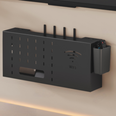 솔브릭 무타공 벽콘센트가리개 멀티탭 셋톱박스 정리함, 1개, 블랙