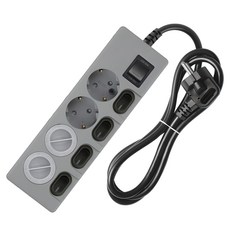 SWEET HOME 獨立開關 省電延長線 4孔 + 安全蓋 2p 組, 1.5m, 灰黑色, 1個