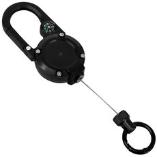 와이어 카라비너 릴홀더 고리 나침반 가방 낚시 등산 캠핑, 블랙