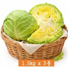 [타임 15%] 산지 직송 아삭하고 달콤한 양배추 신선함이 달라요!, 3개, 1.5kg