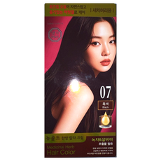 댕기머리 뉴골드 한방 칼라 크림 염색약 7호 흑색, 1개