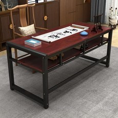 서예 책상 사장님 중역 붓글씨 작업대 데스크, 120x50x80cm, 빨간 사과 색깔 + 까만 다리--- 선물 달필 및 회화