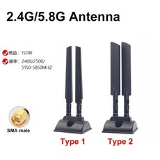 2.4Ghz 5.8Ghz 안테나 듀얼 밴드 자석 베이스 고이득 2.4G WiFi 라우터 안테나 2M SMA, 01 Type 2