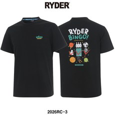 라이더 배드민턴 티셔츠 반팔 상의 남녀공용 반팔티 코튼라이크 오버핏 블랙 2026RC-3