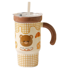 StarR 애니멀 세라믹 콜드컵, 1개, 550ml, 다크 브라운 1개, 550ml, 다크 브라운