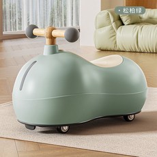 兒童花生車 扭扭車 嬰兒滑行車 寶寶玩具車 櫻桃粉, 1個, 松柏綠/靜音輪/禮盒裝/音樂燈光, 松柏綠