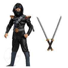 로즈밀 어린이 닌자 코스튬 블랙 디럭스 촬영의상 장난감무기