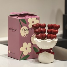 LOVE WAKEDOL 可愛甜品水果叉不銹鋼套裝, 奶油色收納罐 4支紅色愛心果叉, 1個