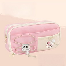 투니스 귀여운 캐릭터 펜 파우치, 프리사이즈, 핑크 고양이