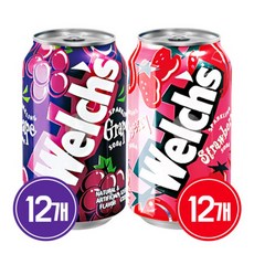 웰치스 포도맛 355ml 12개 + 웰치스딸기맛355ml12개, 24개