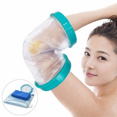 팔꿈치 샤워 목욕 통깁스 반깁스 붕대 성인용 방수 커버 건조 고리 파우치, 1세트, 투명