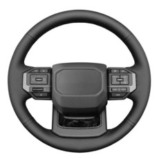 MEWANT 토요타 랜드 크루저 2024-2026용 핸드 바느질 스티어링 휠 커버 랩 토요타 랜드 크루저 2024-2026용 스티어링 휠 액세서리, 3: 블랙 PU 가죽 & 블랙 실