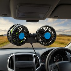 차량용 선풍기 흡착식 트윈팬 카선풍기 각도조절 12V/24V, 상세페이지 참조, 흡착식 차량용 선풍기 12V