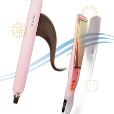 PRITECH 무선 고데기 플랫 아이언 헤어 스트레이트너 1인치 티타늄 빠른 가열 핑크 PN