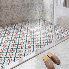 好物良品 復古窗花 可剪裁絲圈陽台浴室瀝水墊 止滑踏墊 防滑地墊 浴缸止滑墊 浴室止滑墊, 1個, 復古窗花,80x120cm