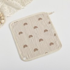 純棉四層紗布口水巾，嬰兒圍兜，寶寶洗臉巾，R96004, 棕色彩虹, 1個